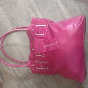 Tommy Hilfiger Pink Glossy Tote Bag with Structured Design